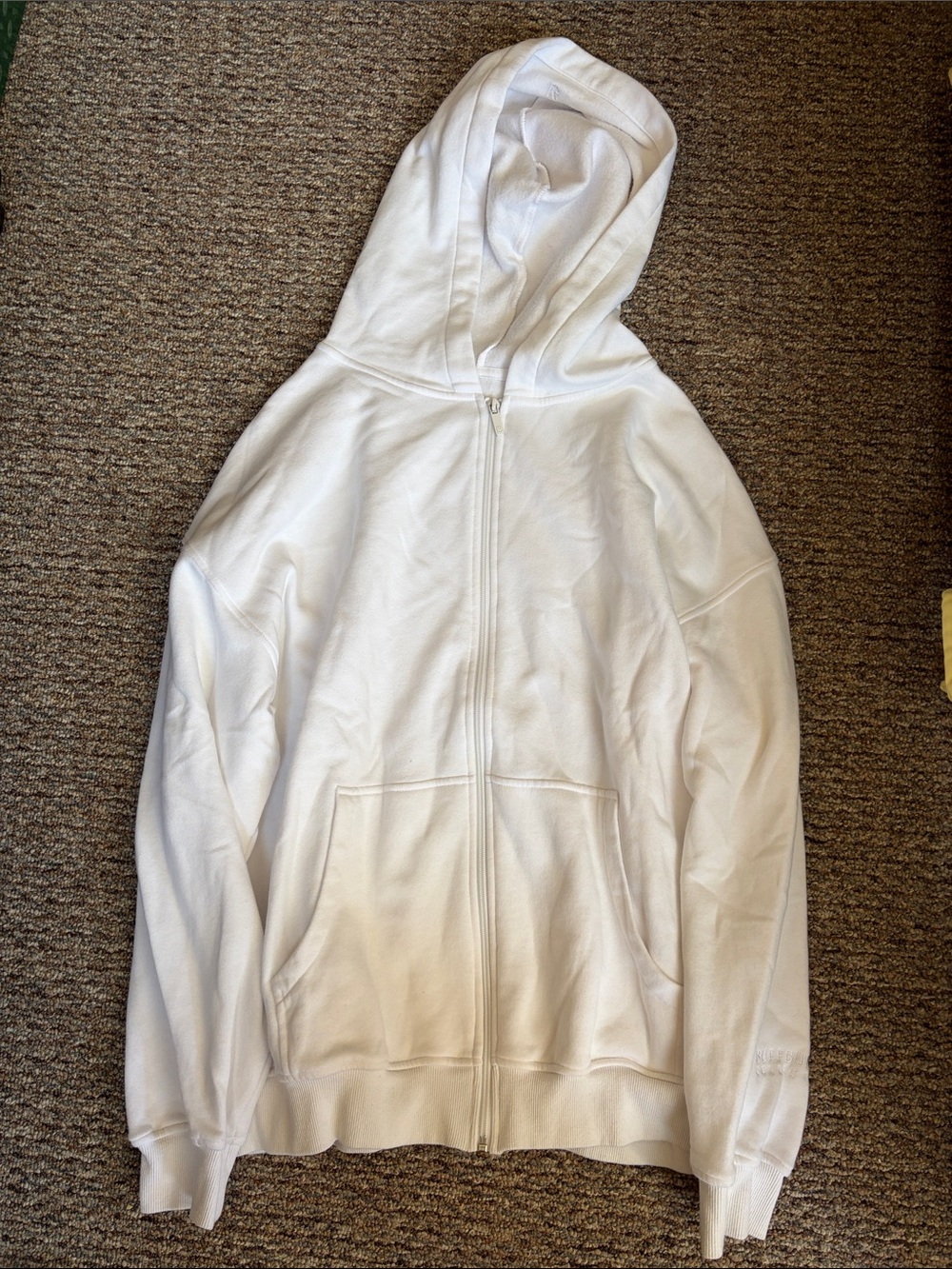 BuffBunny White Full-Zip Hooded Sweatshirt